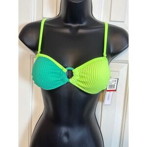 Salt & Cove Mint Green Bikini Top Textured Swimsuit Ring Accent‎ XS